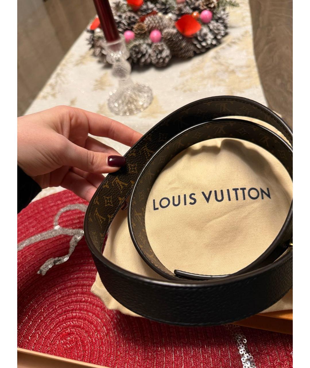 LOUIS VUITTON Коричневый кожаный ремень, фото 3