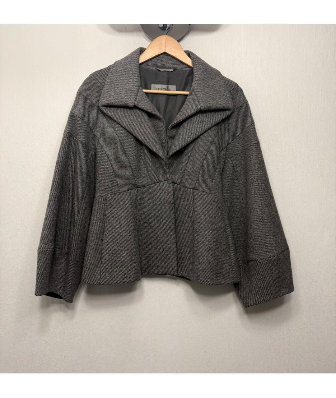 SPORTMAX Серое шерстяное пальто, фото 9