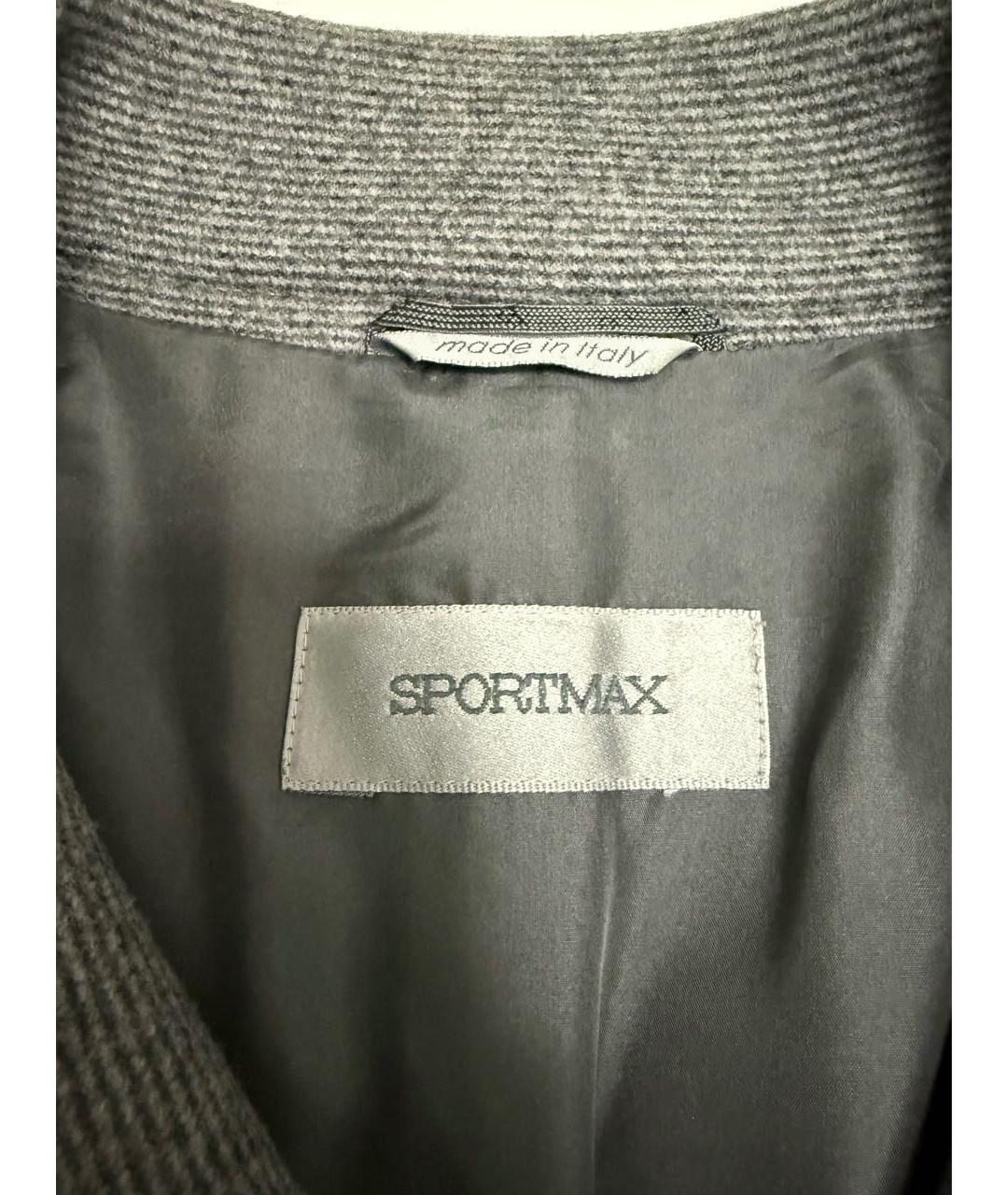 SPORTMAX Серое шерстяное пальто, фото 4
