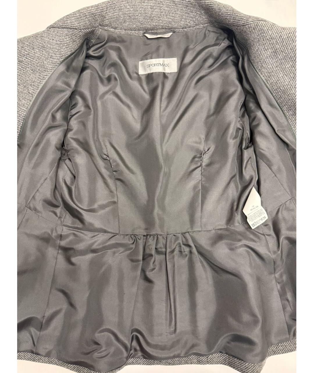 SPORTMAX Серое шерстяное пальто, фото 7