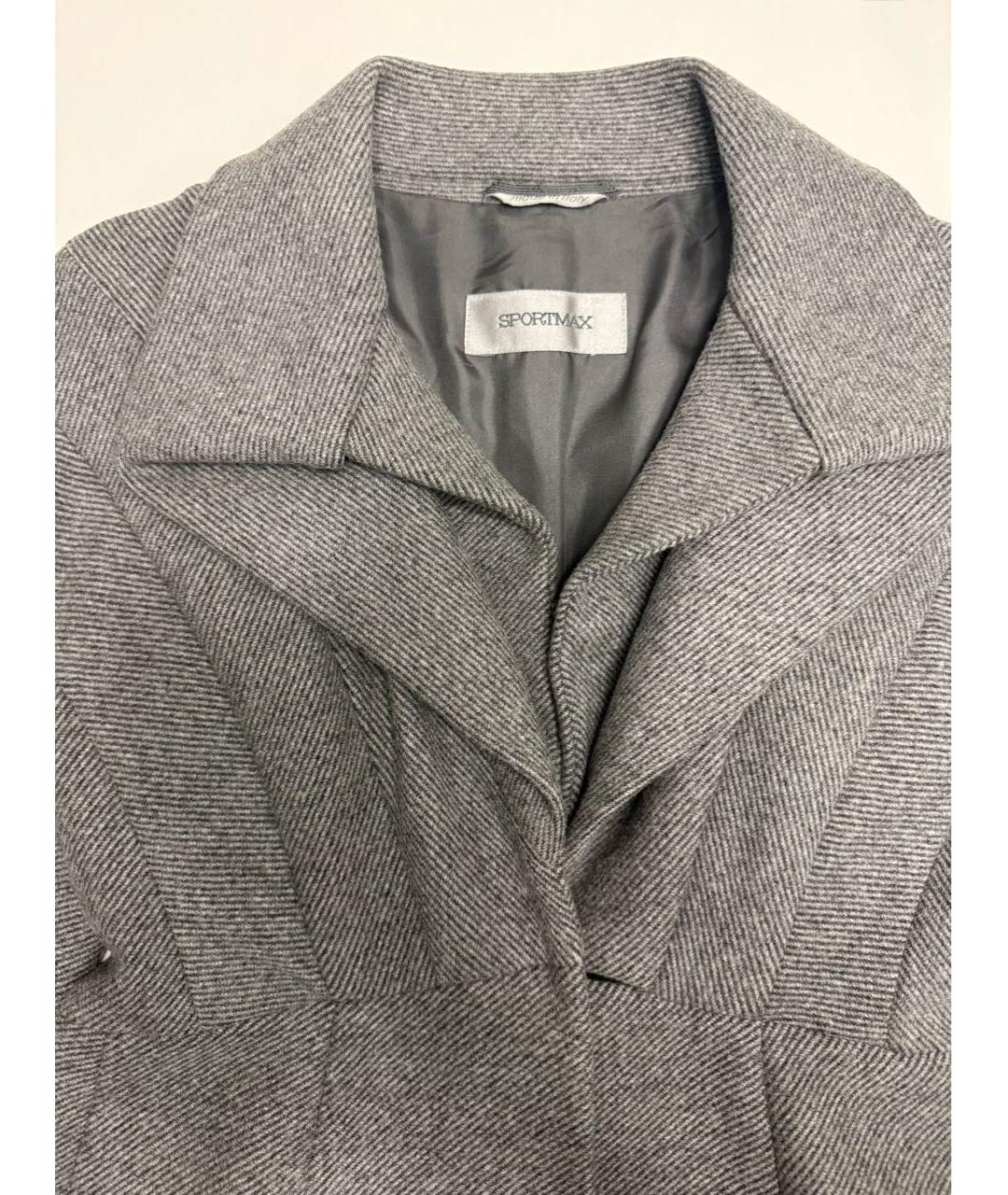 SPORTMAX Серое шерстяное пальто, фото 3