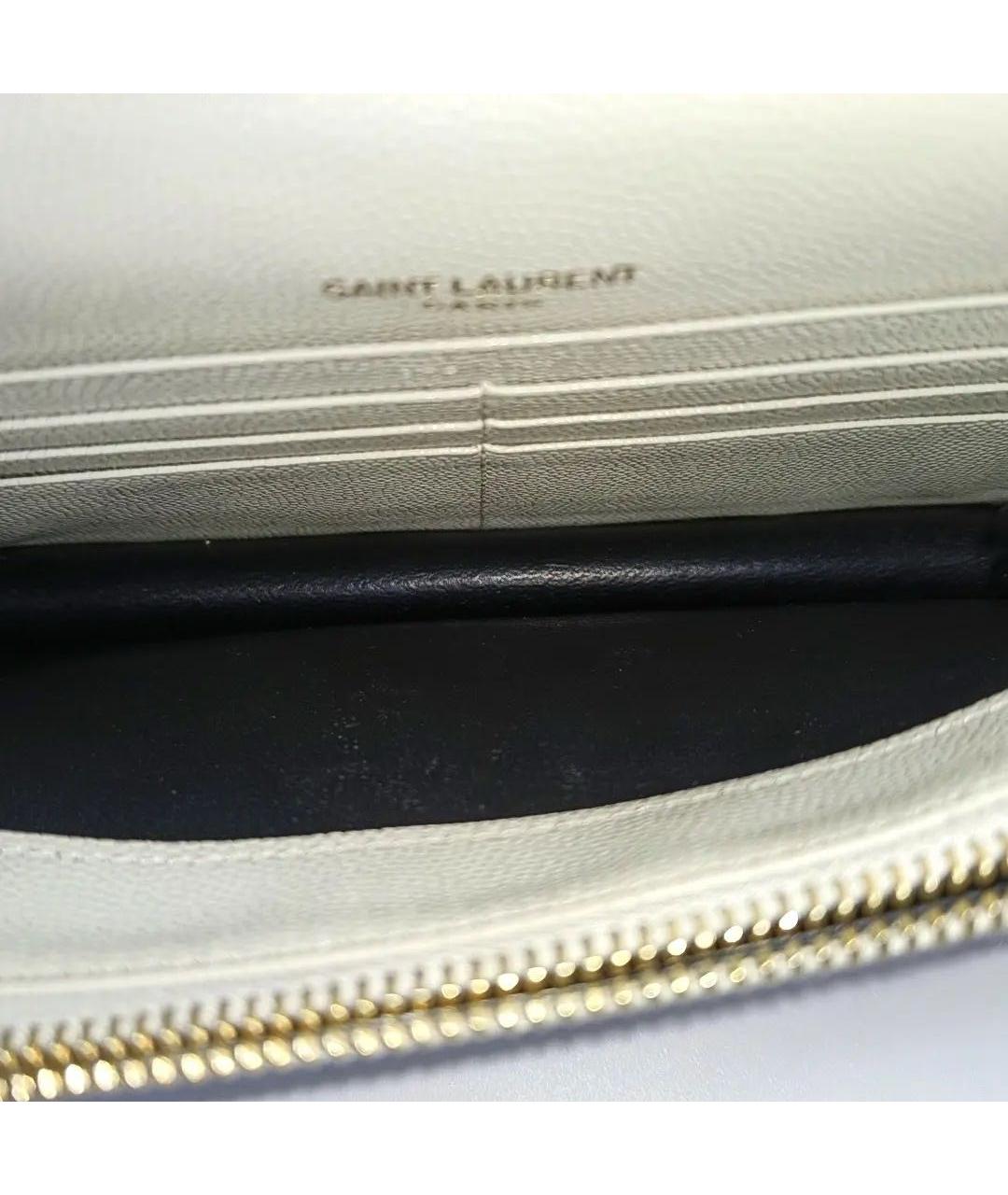 SAINT LAURENT Бежевая кожаная сумка через плечо, фото 4