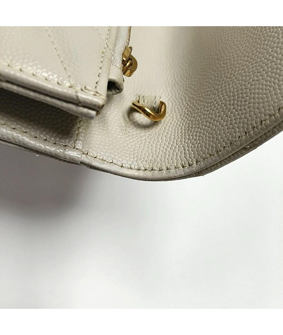 SAINT LAURENT Бежевая кожаная сумка через плечо, фото 5