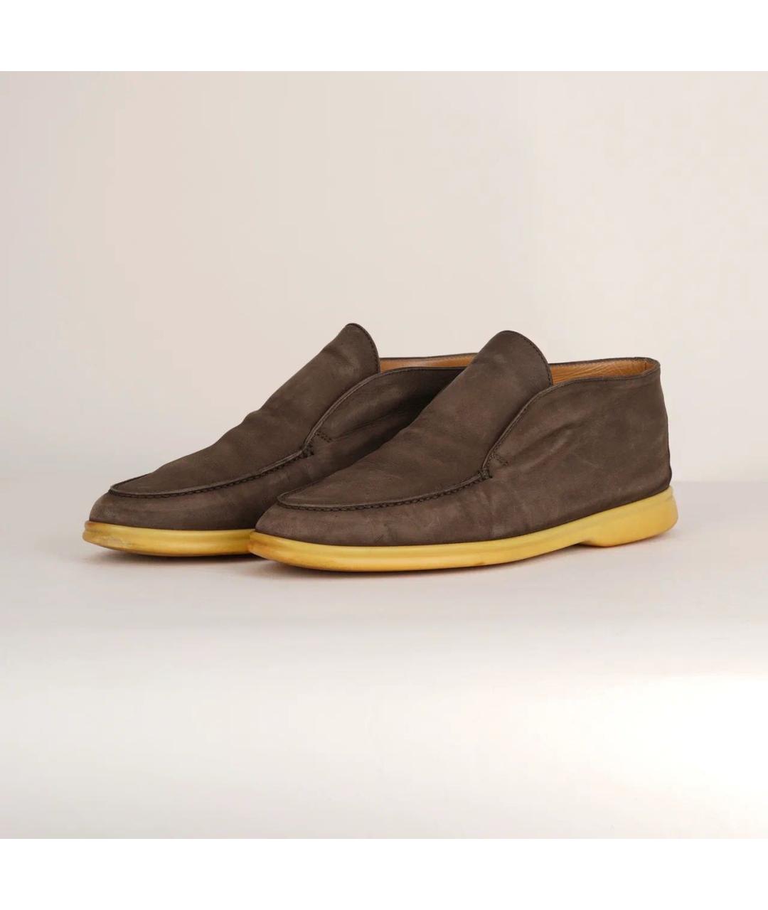 LORO PIANA Коричневые нубуковые лоферы, фото 2
