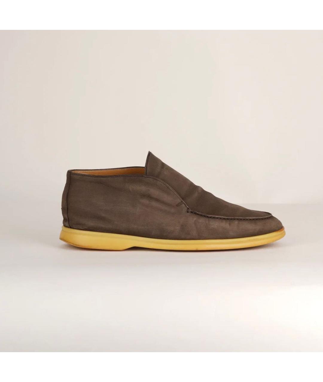 LORO PIANA Коричневые нубуковые лоферы, фото 6