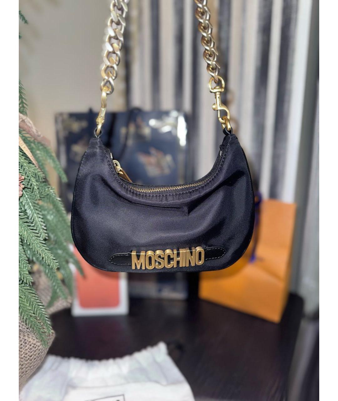 MOSCHINO Черная тканевая сумка через плечо, фото 2