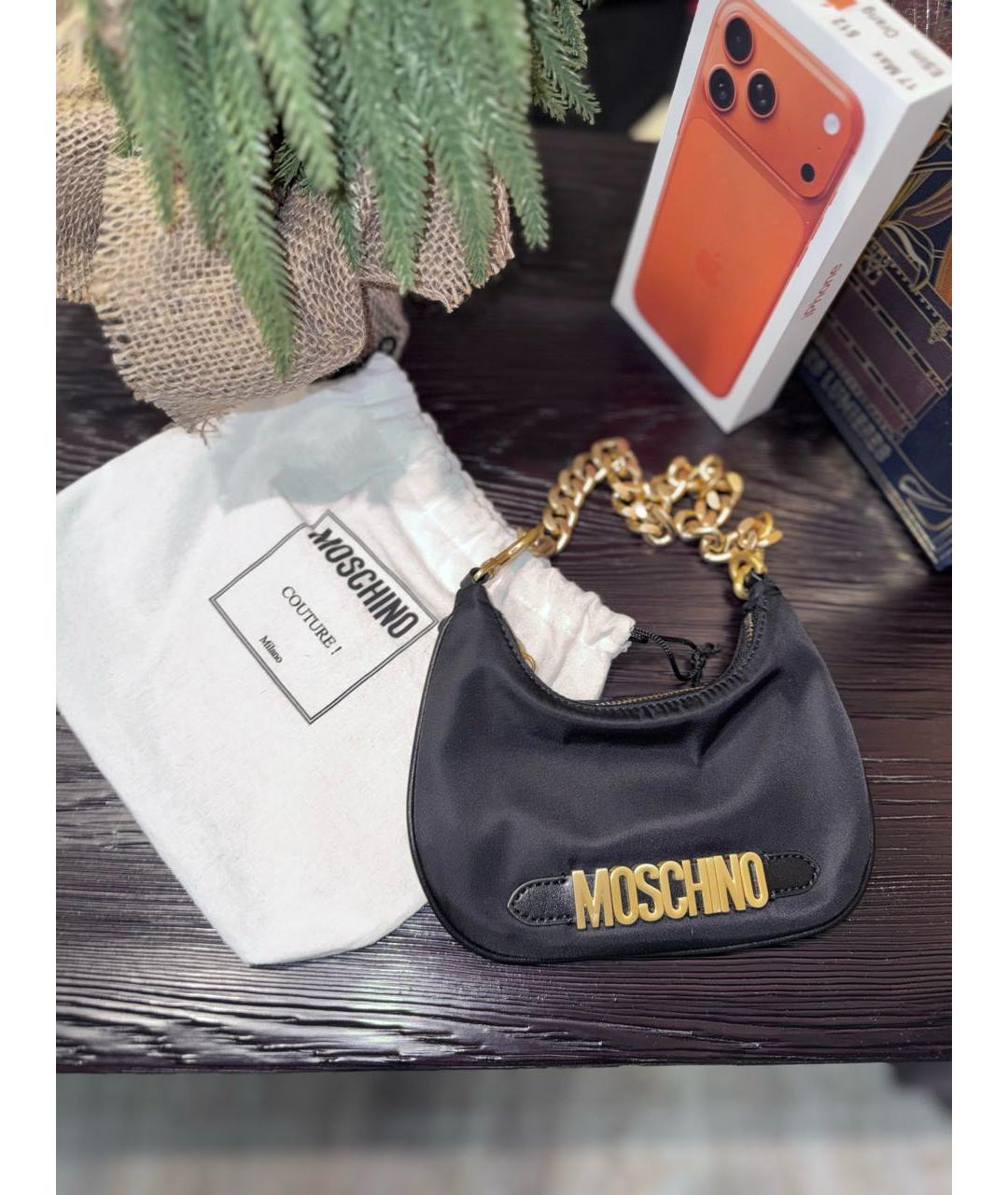 MOSCHINO Черная тканевая сумка через плечо, фото 5