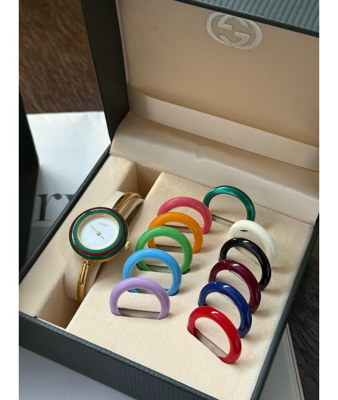 GUCCI Золотые пластиковые часы, фото 4