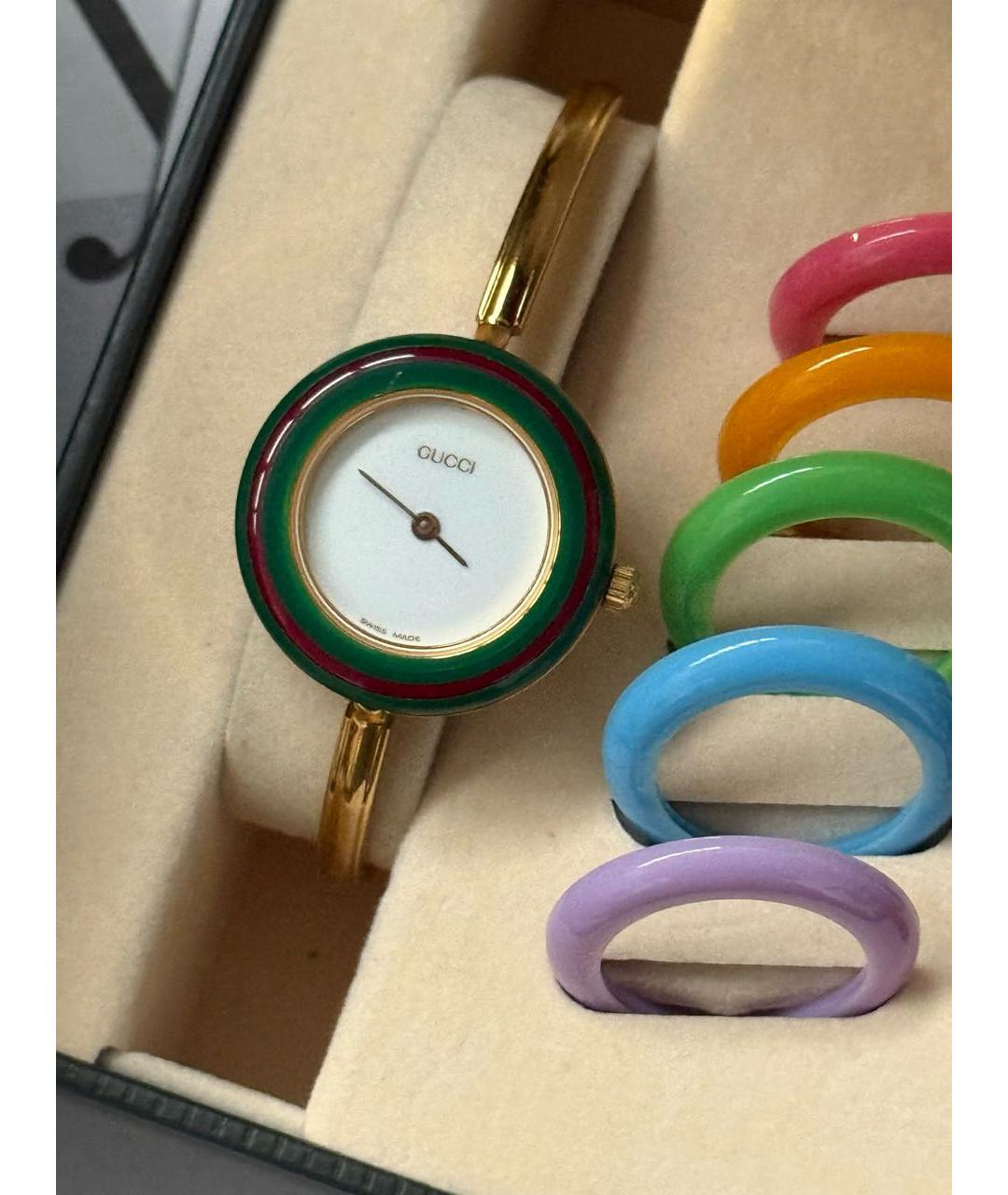 GUCCI Золотые пластиковые часы, фото 5