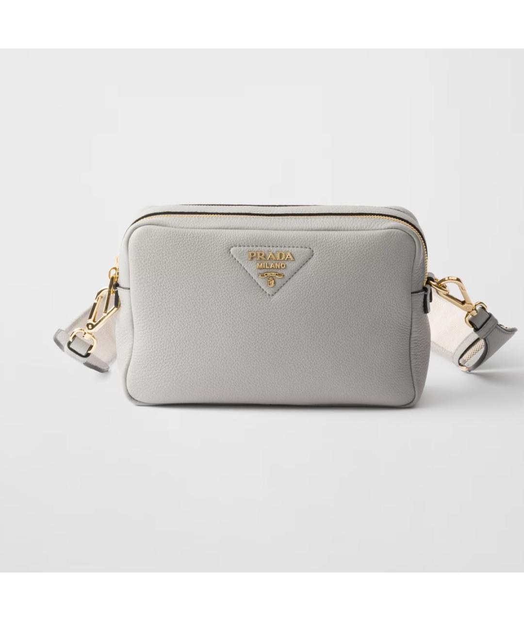 PRADA Серая кожаная сумка через плечо, фото 5