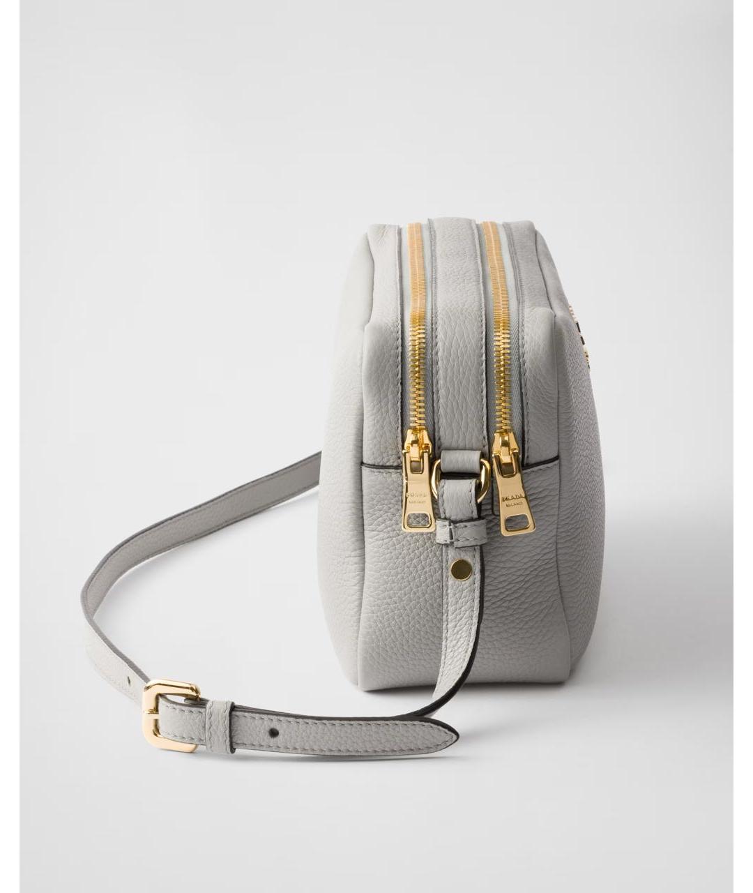 PRADA Серая кожаная сумка через плечо, фото 4