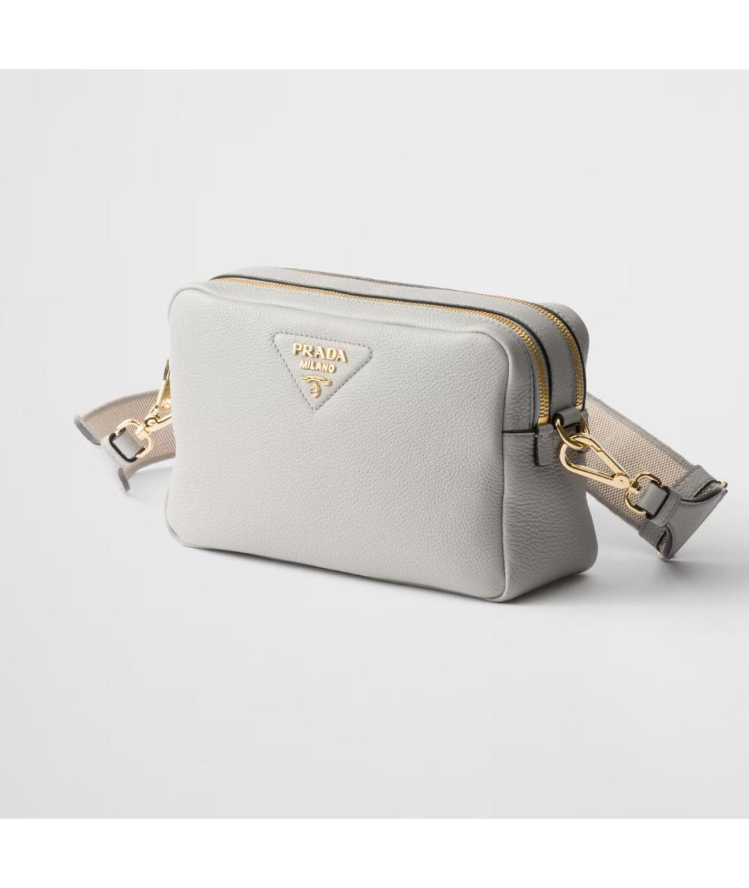 PRADA Серая кожаная сумка через плечо, фото 2