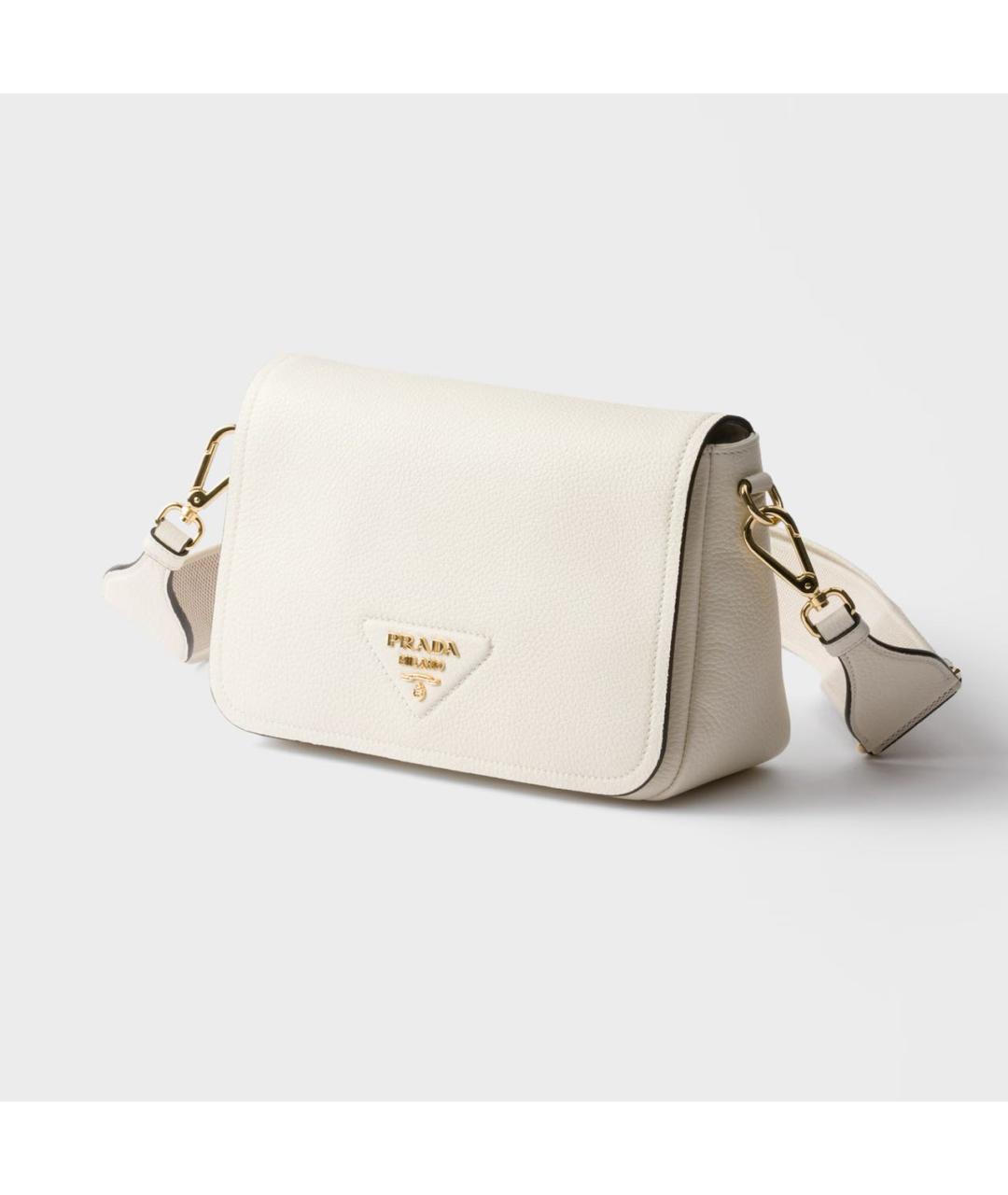 PRADA Белая кожаная сумка через плечо, фото 2