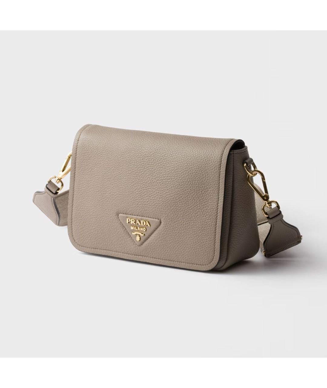 PRADA Серая кожаная сумка через плечо, фото 2