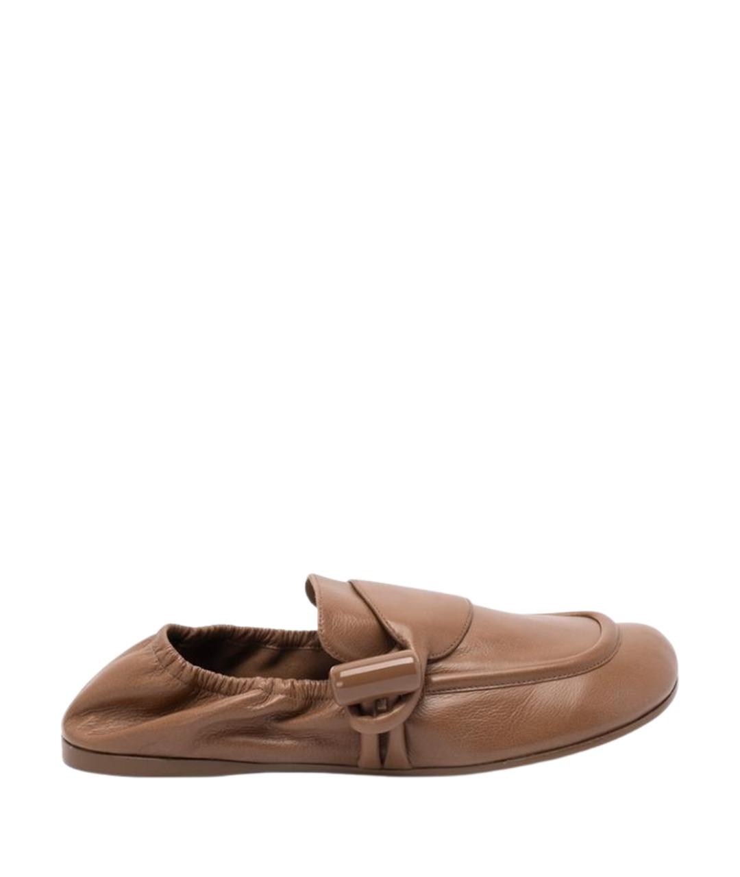 LOEWE Бежевые кожаные лоферы, фото 1