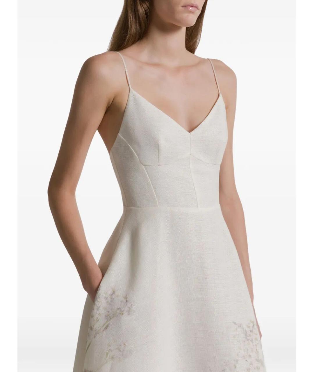 ALBERTA FERRETTI Белое льняное платье, фото 3