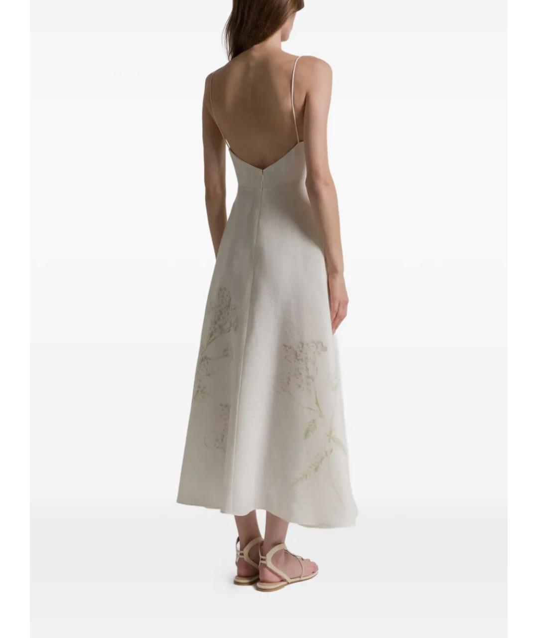 ALBERTA FERRETTI Белое льняное платье, фото 4