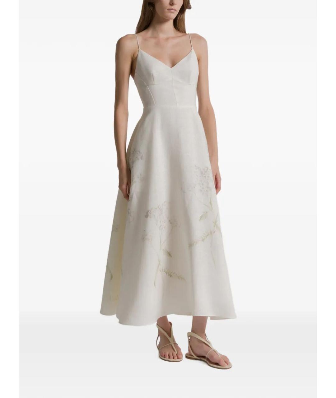 ALBERTA FERRETTI Белое льняное платье, фото 2