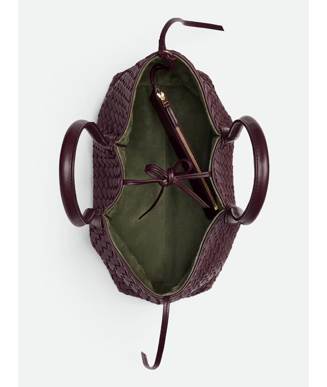 BOTTEGA VENETA Бордовая кожаная сумка тоут, фото 3