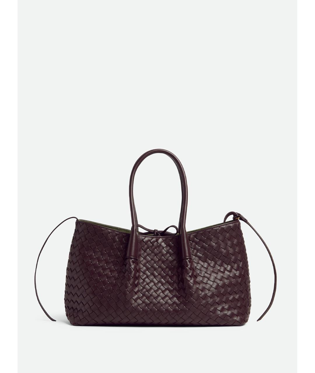 BOTTEGA VENETA Бордовая кожаная сумка тоут, фото 6