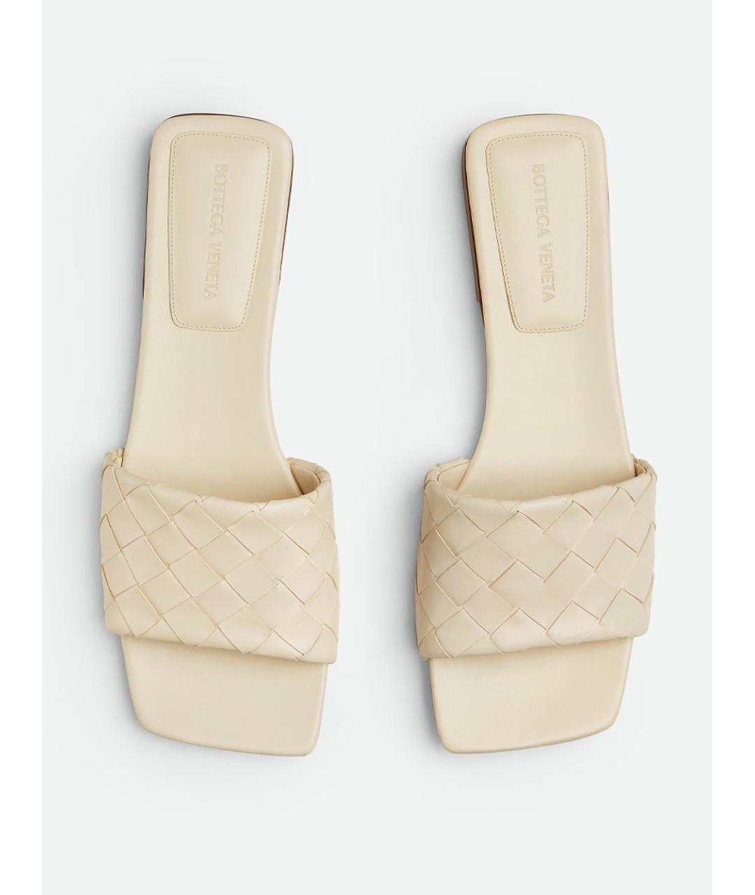 BOTTEGA VENETA Белые кожаные шлепанцы, фото 4