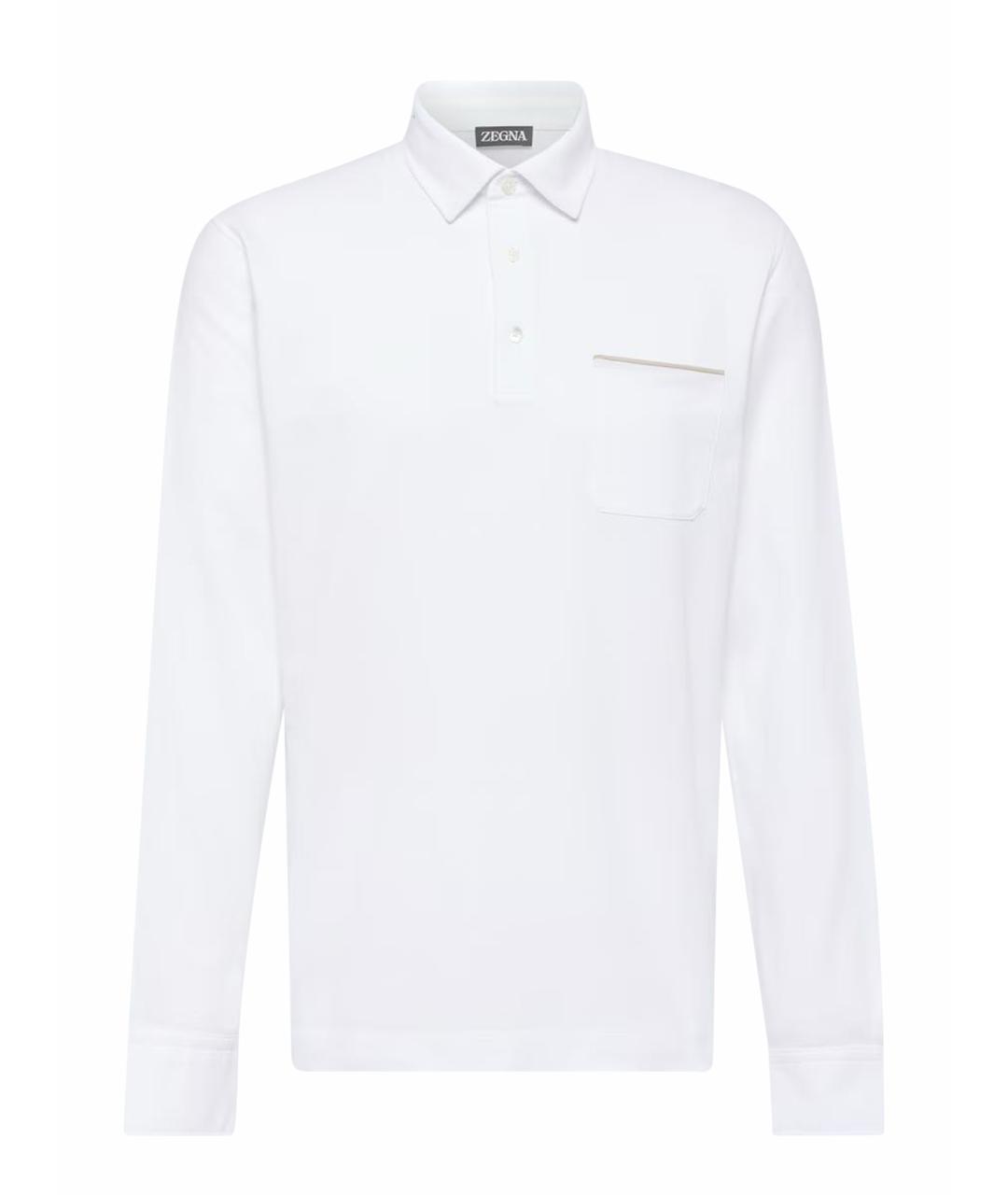 ZEGNA Белое хлопковое поло с длинным рукавом, фото 1