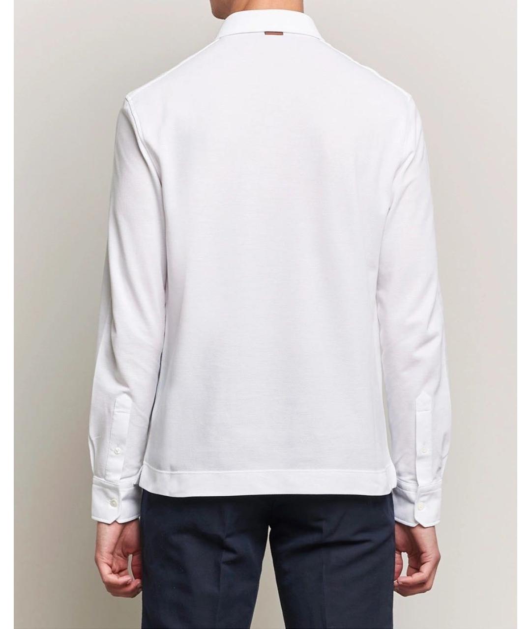 ZEGNA Белое хлопковое поло с длинным рукавом, фото 4
