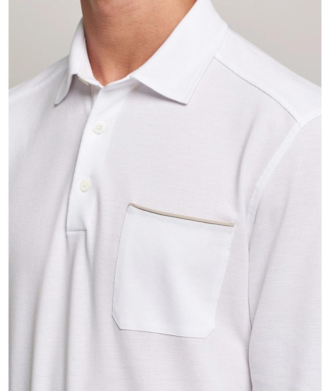 ZEGNA Белое хлопковое поло с длинным рукавом, фото 2