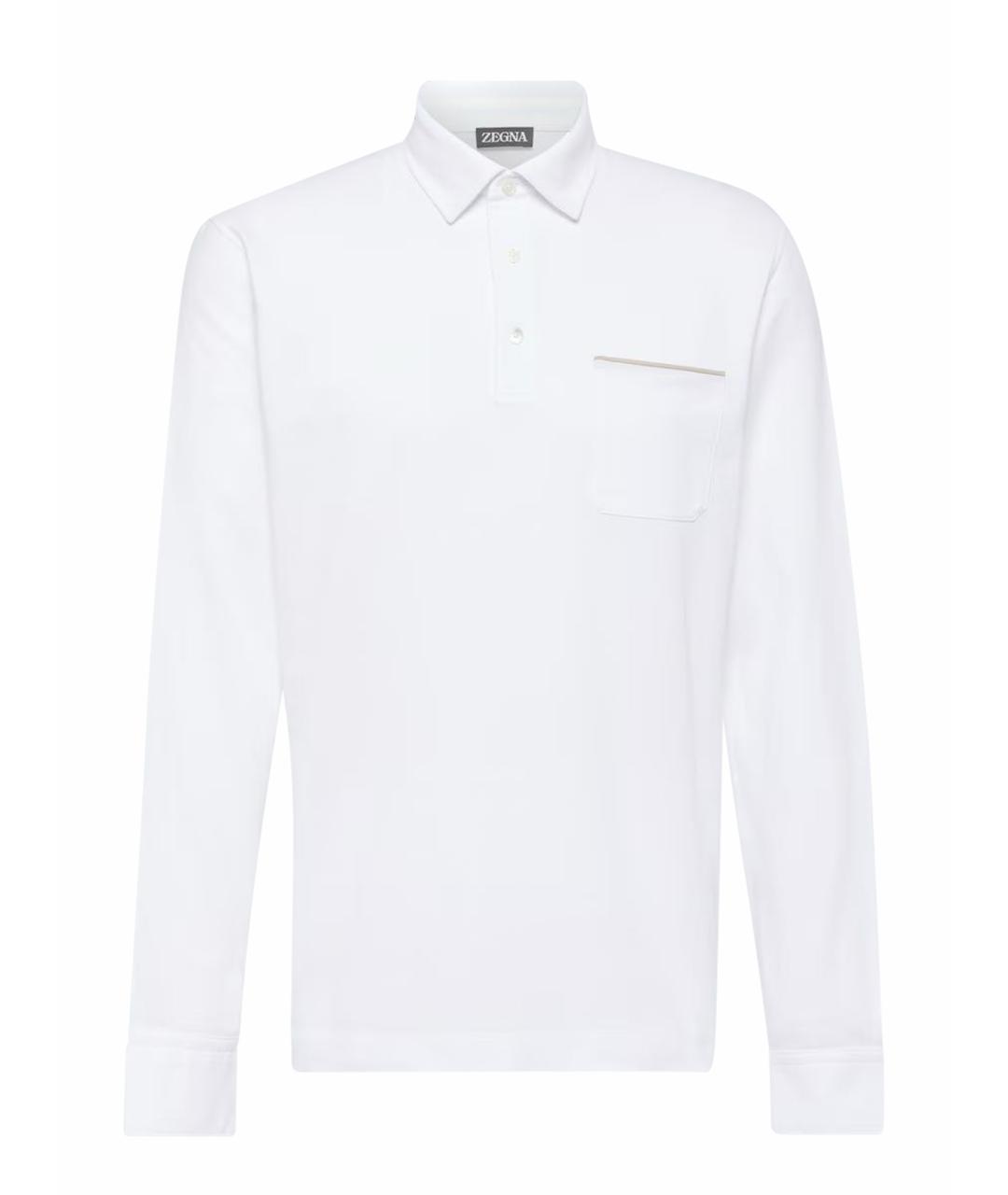 ZEGNA Белое хлопковое поло с длинным рукавом, фото 6