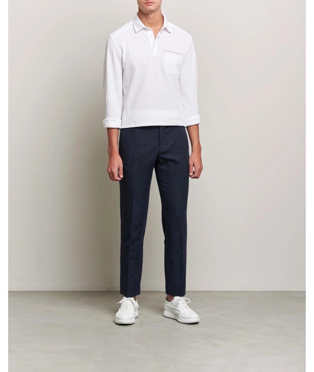 ZEGNA Белое хлопковое поло с длинным рукавом, фото 3