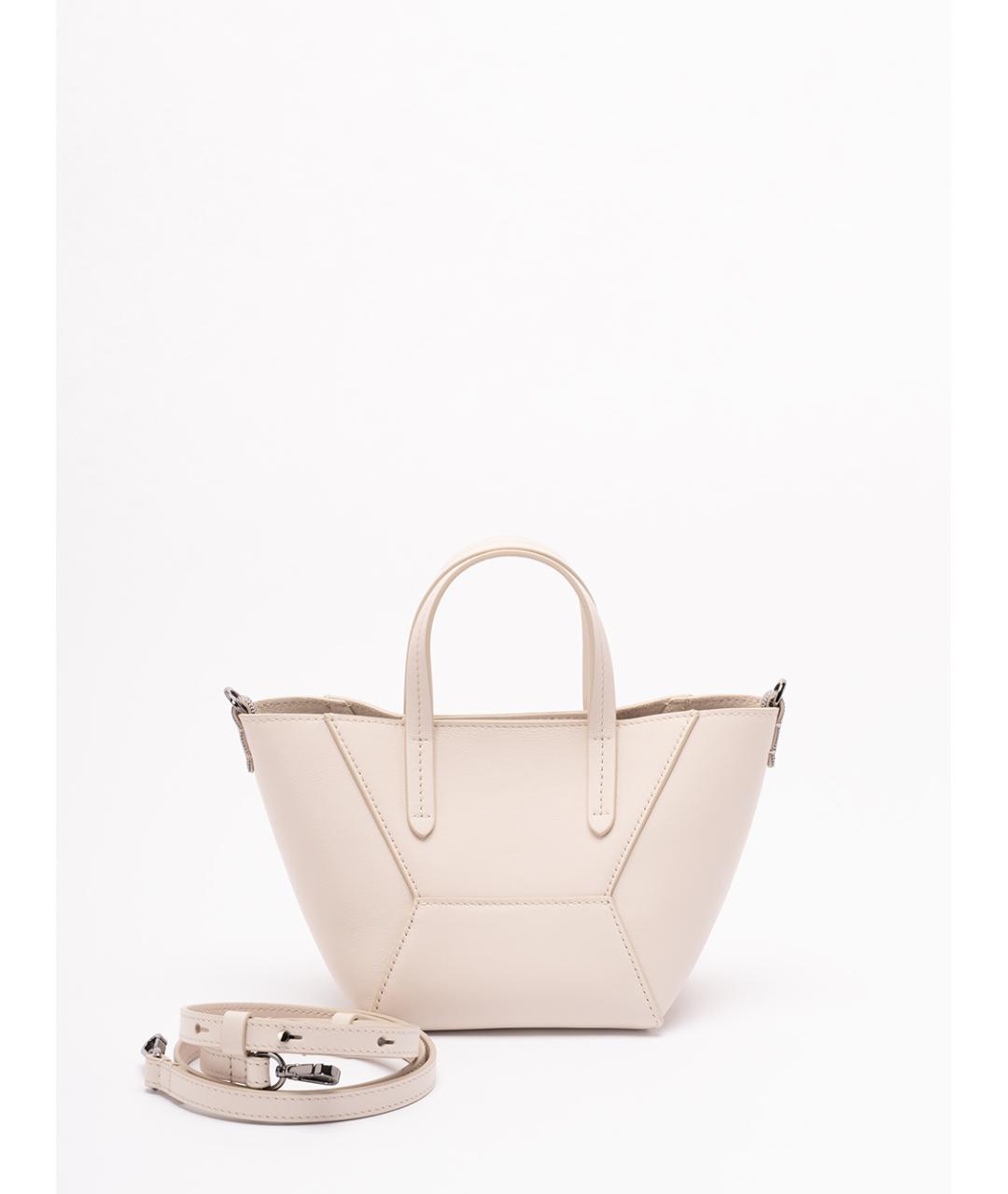 BRUNELLO CUCINELLI Бежевая кожаная сумка тоут, фото 2