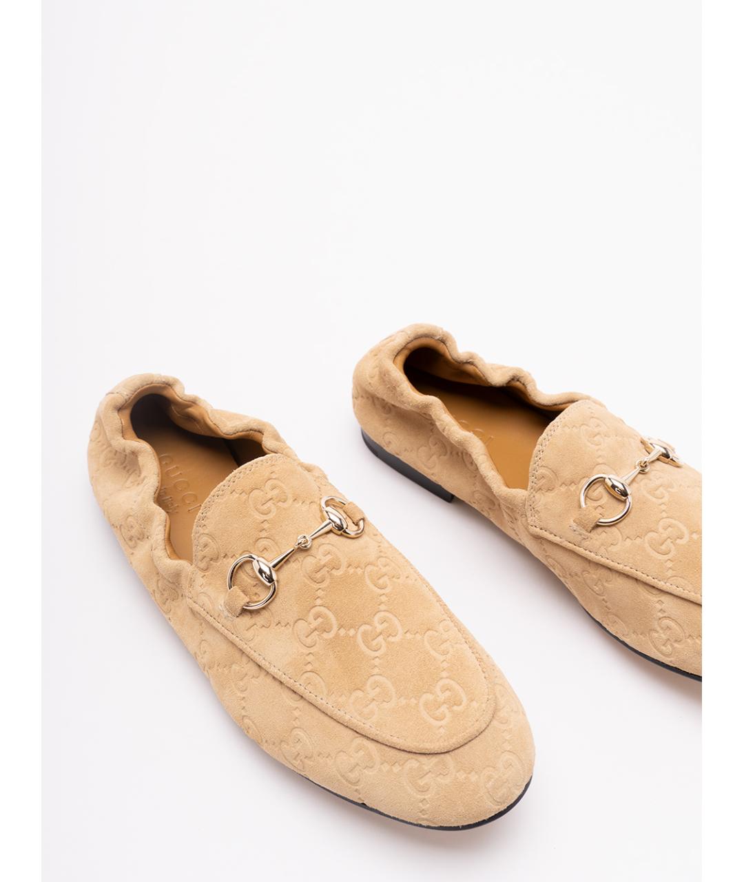 GUCCI Бежевые замшевые лоферы, фото 5