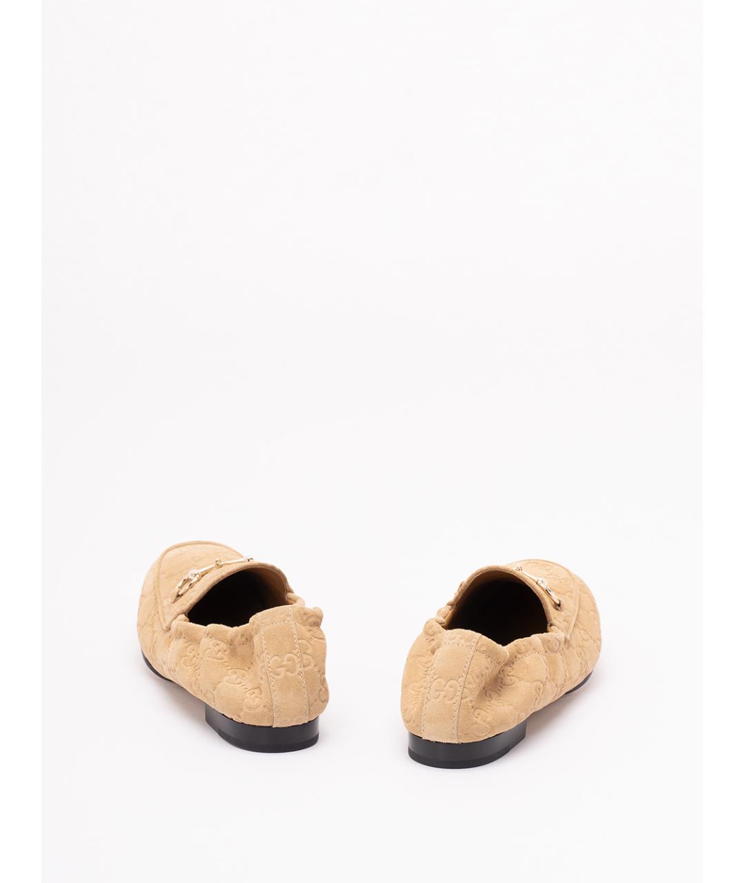 GUCCI Бежевые замшевые лоферы, фото 3
