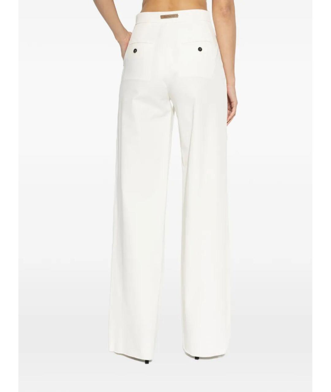 MAX MARA Белые хлопковые прямые брюки, фото 3