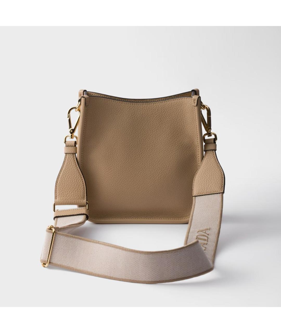 PRADA Бежевая кожаная сумка через плечо, фото 3