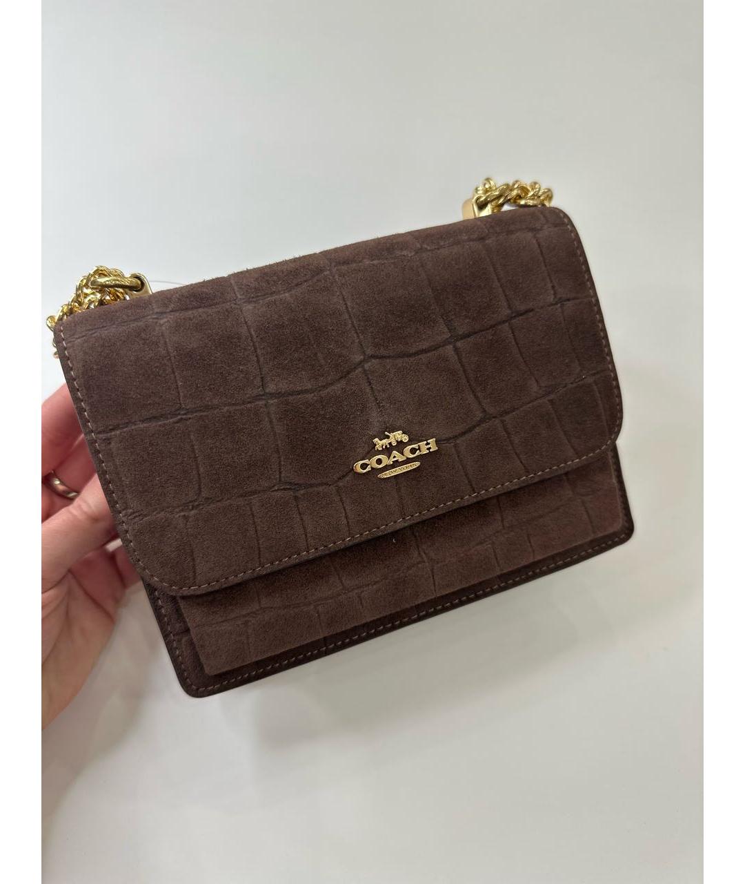 COACH Коричневая замшевая сумка через плечо, фото 6