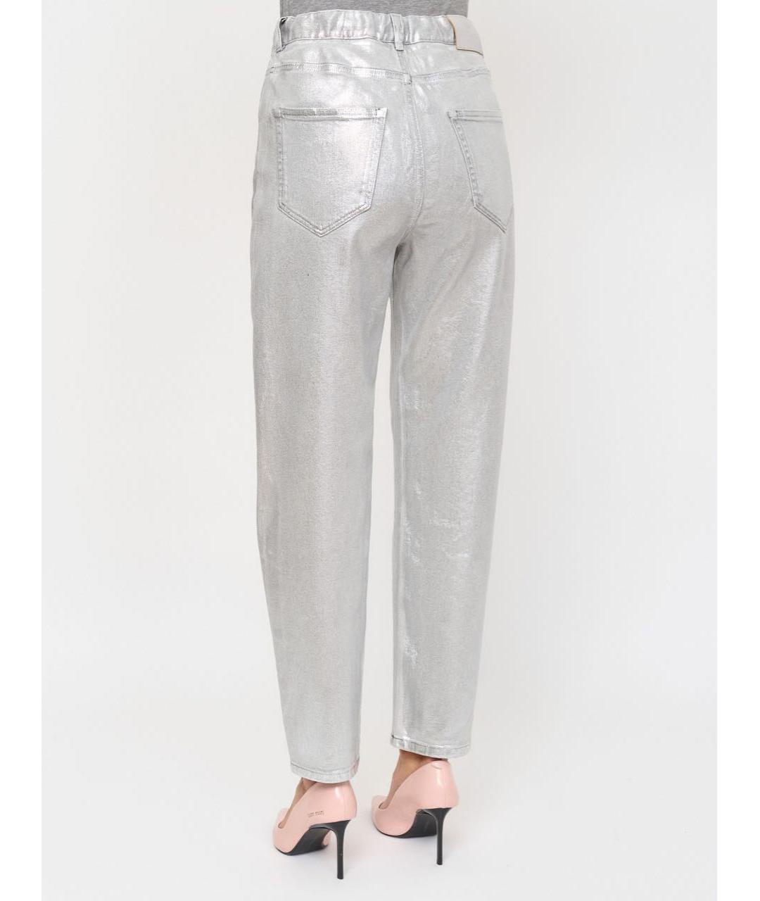 PANICALE Серебряные хлопко-эластановые джинсы слим, фото 2