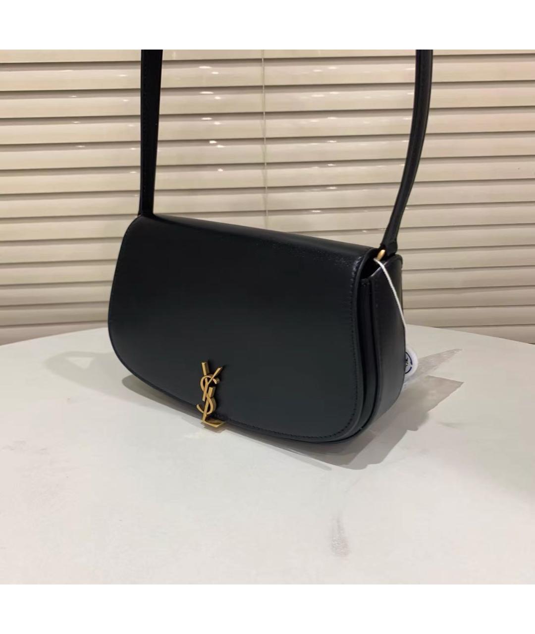 SAINT LAURENT Черная кожаная сумка через плечо, фото 3