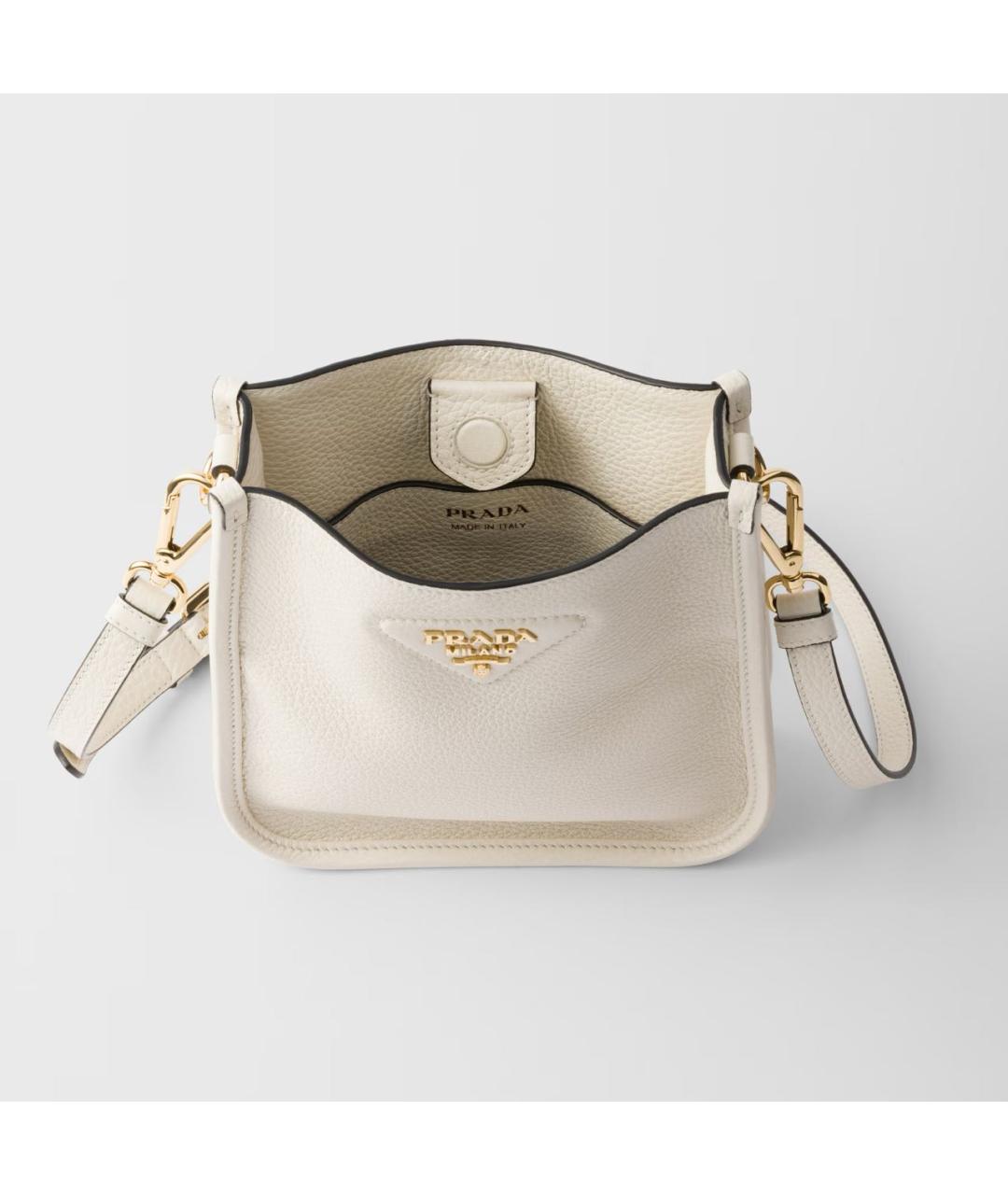 PRADA Белая кожаная сумка через плечо, фото 4