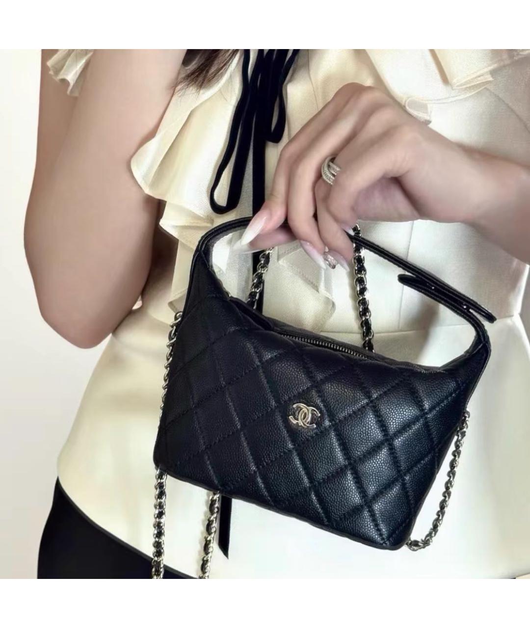 CHANEL Черная кожаная сумка через плечо, фото 8