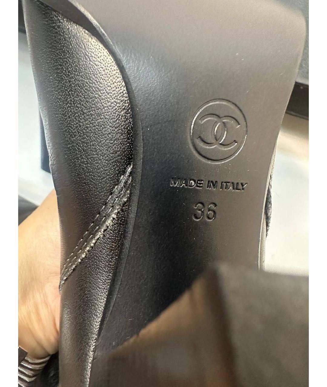 CHANEL Черные кожаные сапоги, фото 5
