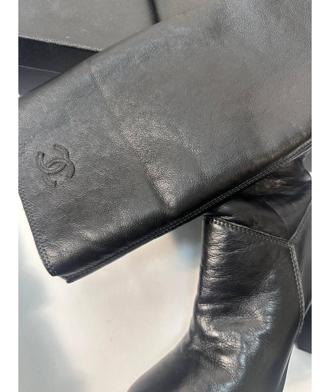 CHANEL Черные кожаные сапоги, фото 6