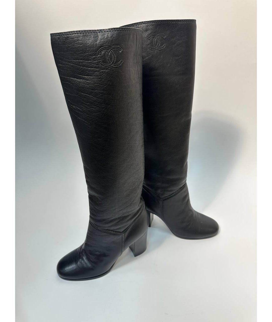CHANEL Черные кожаные сапоги, фото 3