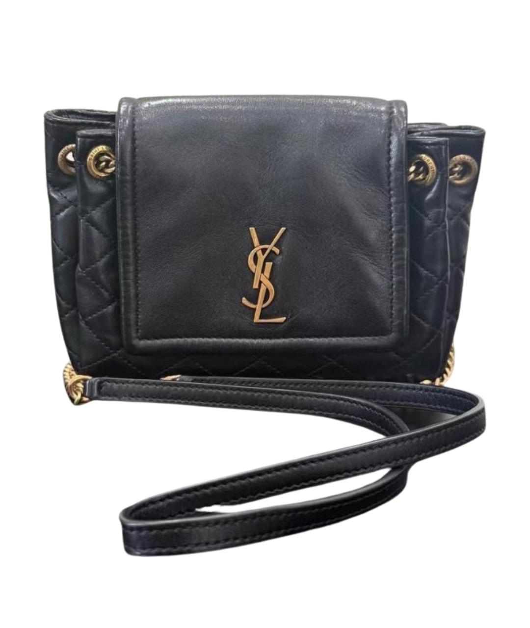SAINT LAURENT Черная кожаная сумка через плечо, фото 1
