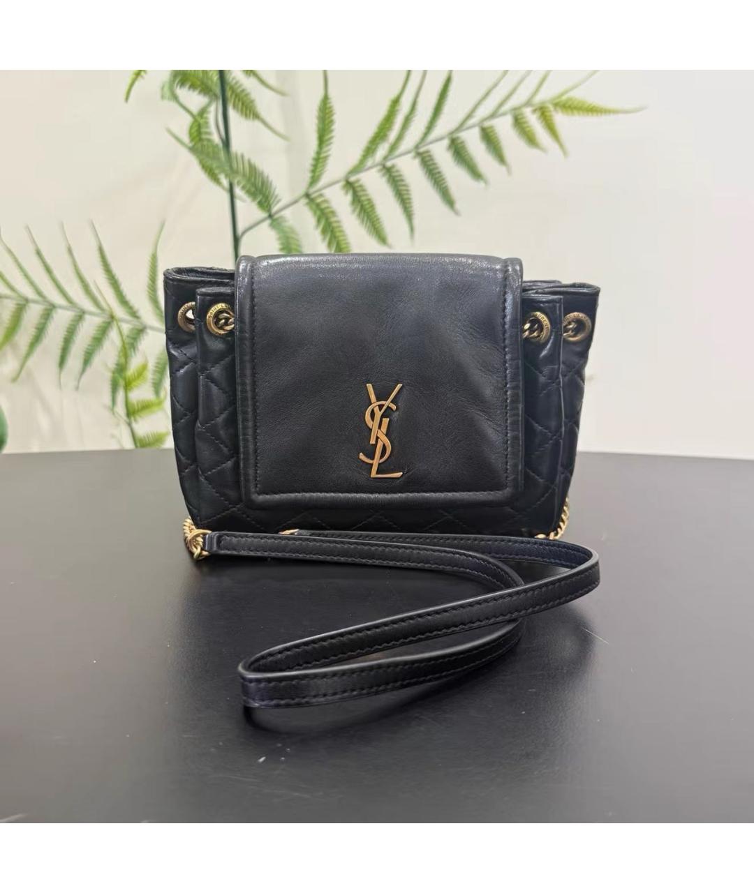 SAINT LAURENT Черная кожаная сумка через плечо, фото 7