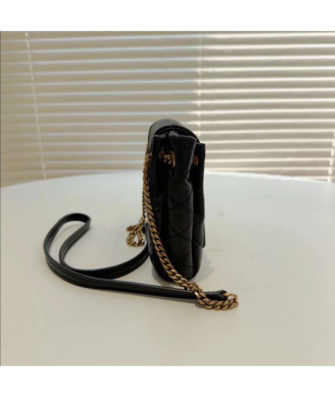 SAINT LAURENT Черная кожаная сумка через плечо, фото 3