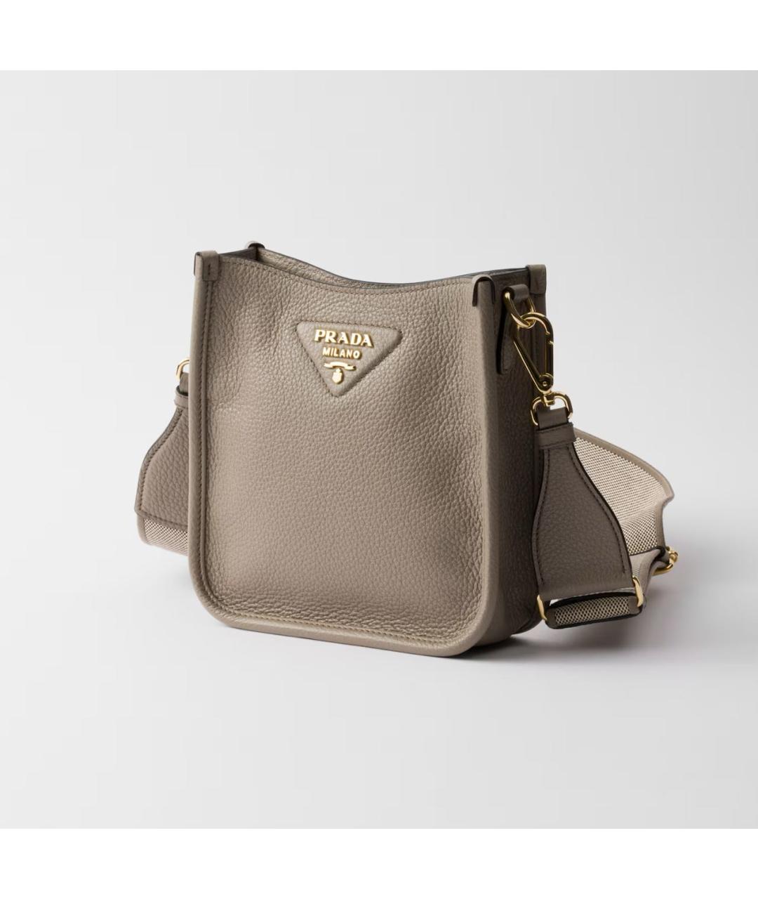 PRADA Серая кожаная сумка через плечо, фото 2