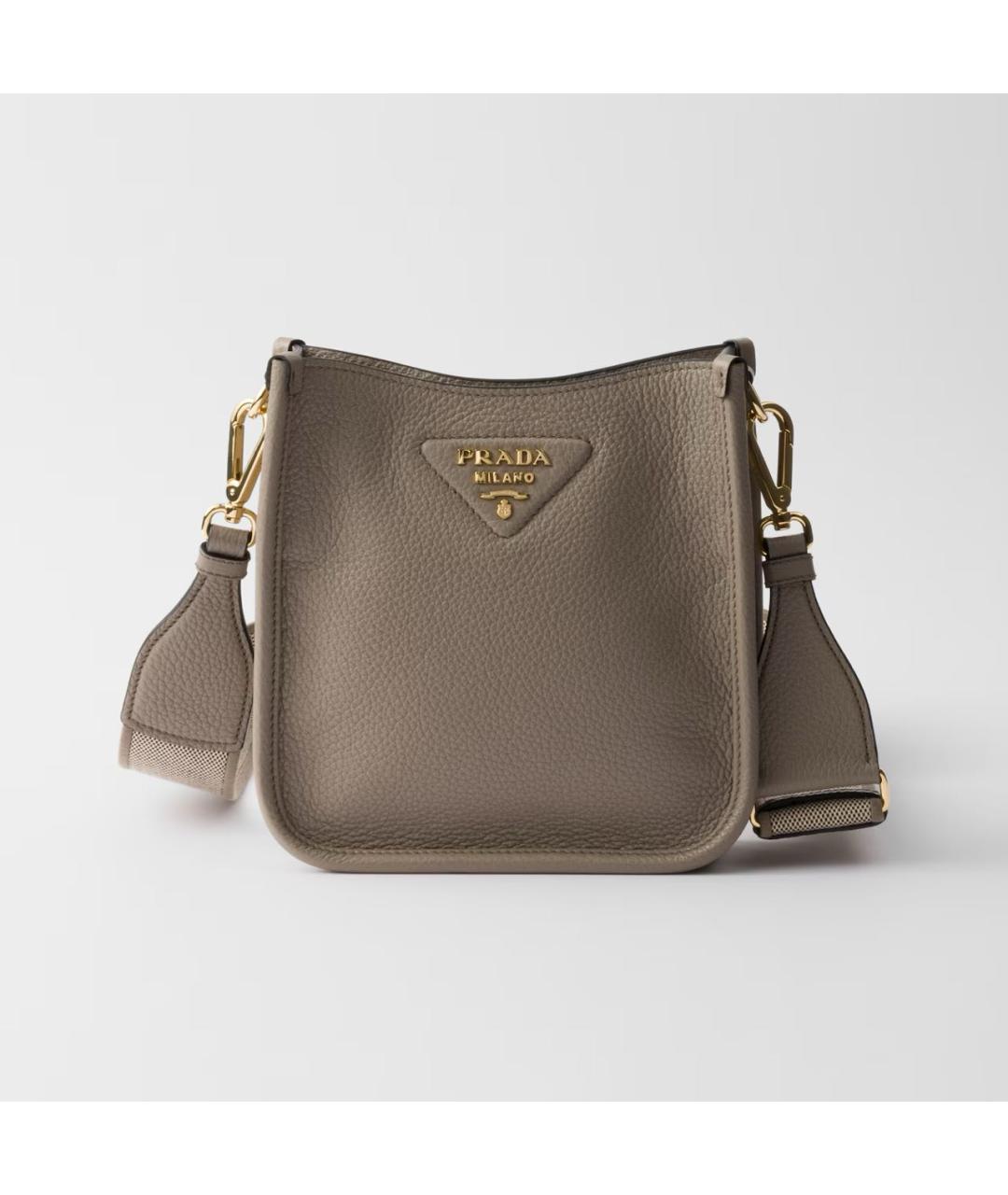 PRADA Серая кожаная сумка через плечо, фото 5