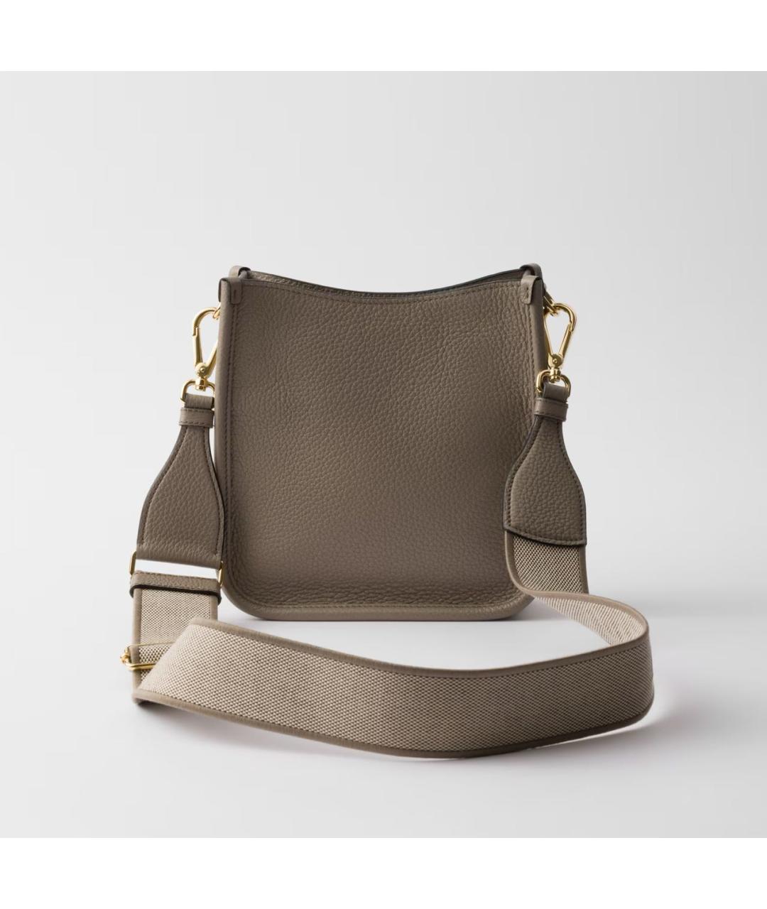 PRADA Серая кожаная сумка через плечо, фото 3