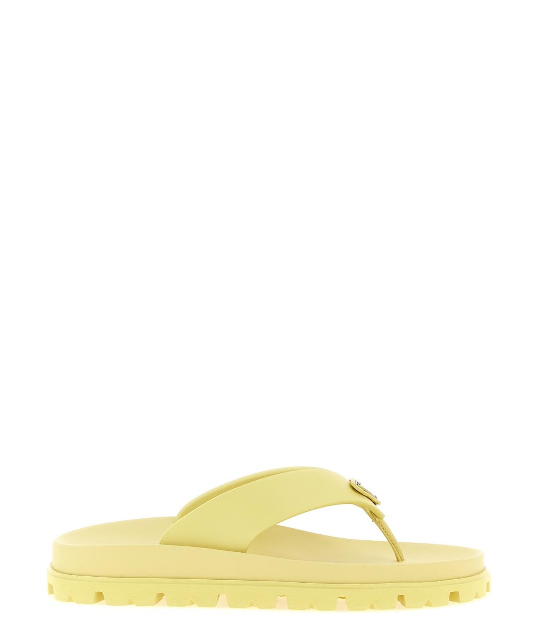 PRADA Желтые резиновые шлепанцы, фото 1